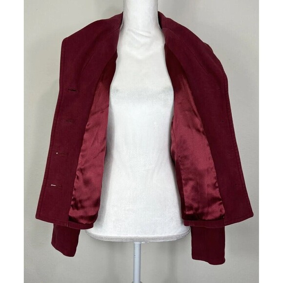 Ann Taylor Red Burgundy Cotton Button Down Blazer Jacket Size 0 - Picture 12 of 12